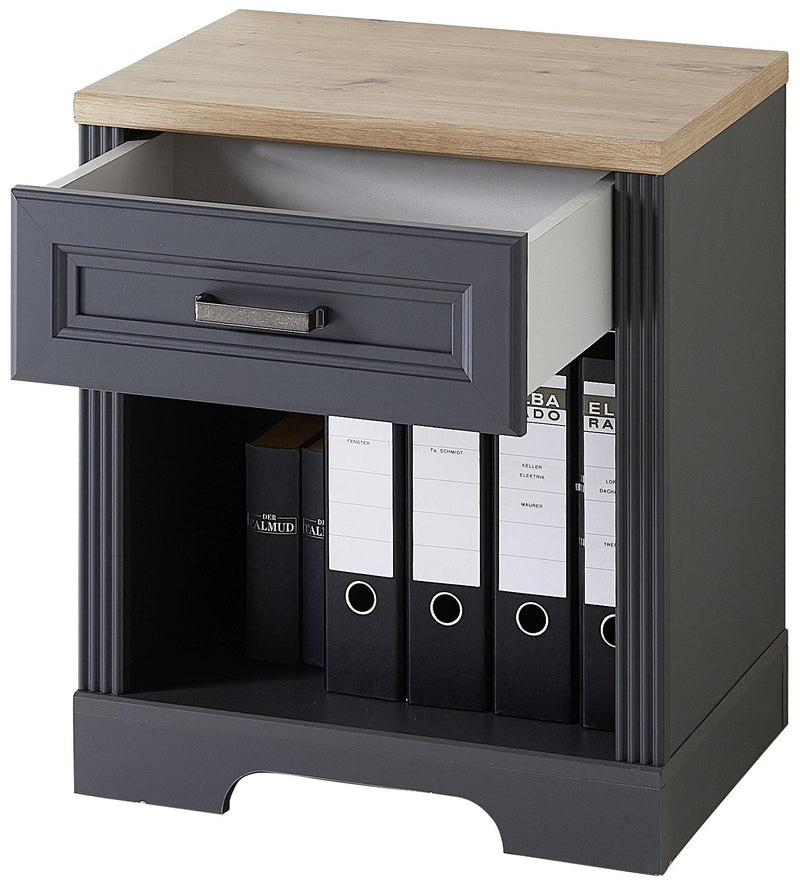 Rollcontainer JASMIN 1 Schubkasten Graphit Artisan Eiche Nachbildung