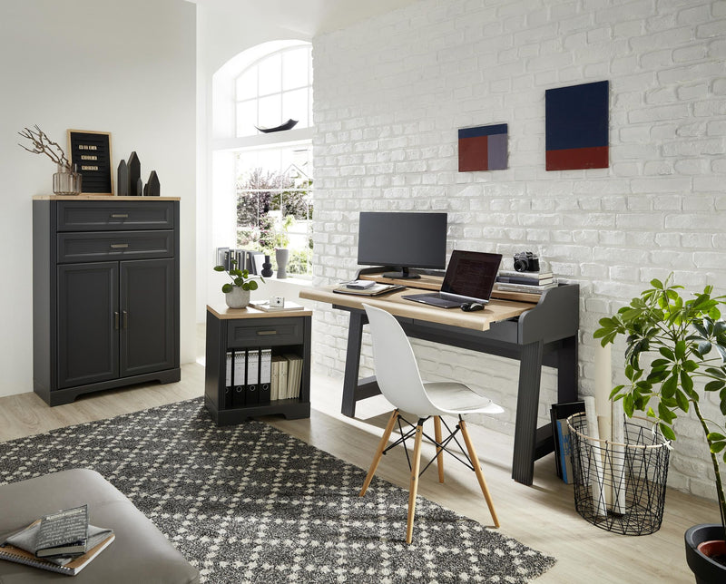 Rollcontainer JASMIN 1 Schubkasten Graphit Artisan Eiche Nachbildung