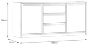 Sideboard S-ROOM mit 2 Türen und 3 Schubladen in Weiß / Catania Eiche
