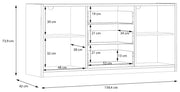 Sideboard S-ROOM mit 2 Türen und 3 Schubladen in Weiß / Catania Eiche