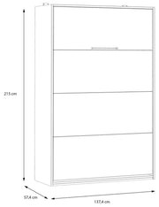 Schrankbett S-ROOM 120 x 200 Klappbett Weiß und Catania Eiche Forte