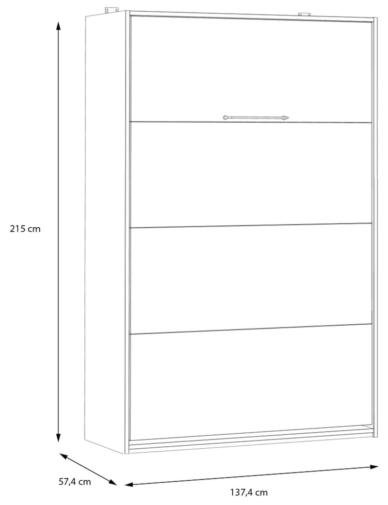 Schrankbett S-ROOM 120 x 200 Klappbett Weiß und Catania Eiche Forte