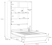 Schrankbett S-ROOM 120 x 200 Klappbett Weiß und Catania Eiche Forte