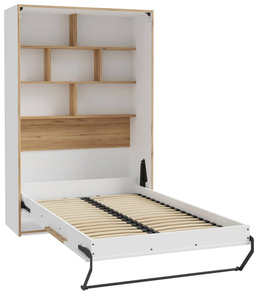 Schrankbett S-ROOM 120 x 200 Klappbett Weiß und Catania Eiche Forte