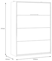 Schrankbett S-ROOM 140 x 200 Klappbett Weiß und Catania Eiche Forte