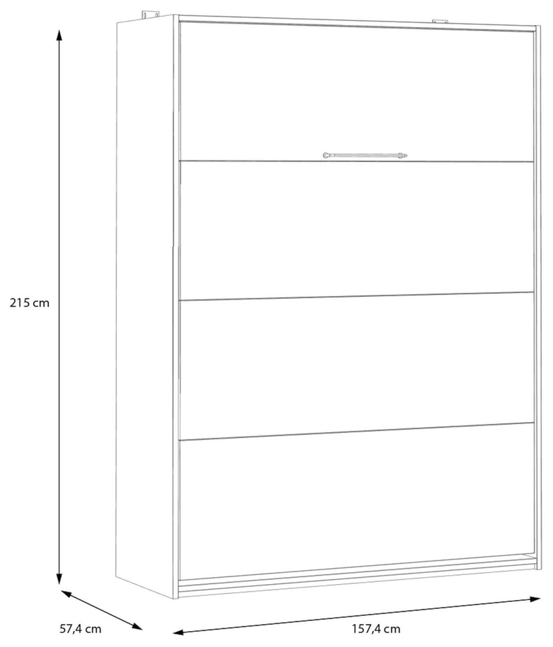 Schrankbett S-ROOM 140 x 200 Klappbett Weiß und Catania Eiche Forte