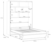 Schrankbett S-ROOM 140 x 200 Klappbett Weiß und Catania Eiche Forte
