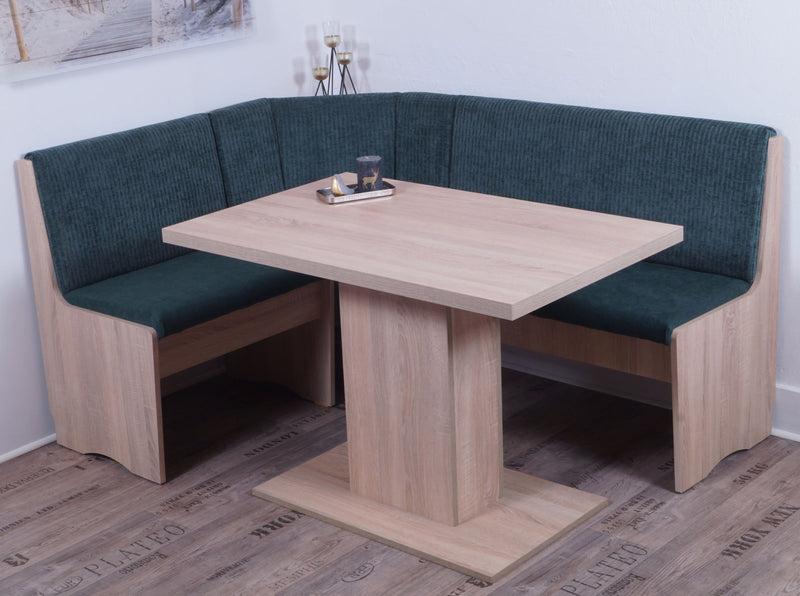 Eckbank Eckbankgruppe DUISBURG Säulentisch Sonoma Cordstoff Waldgrün