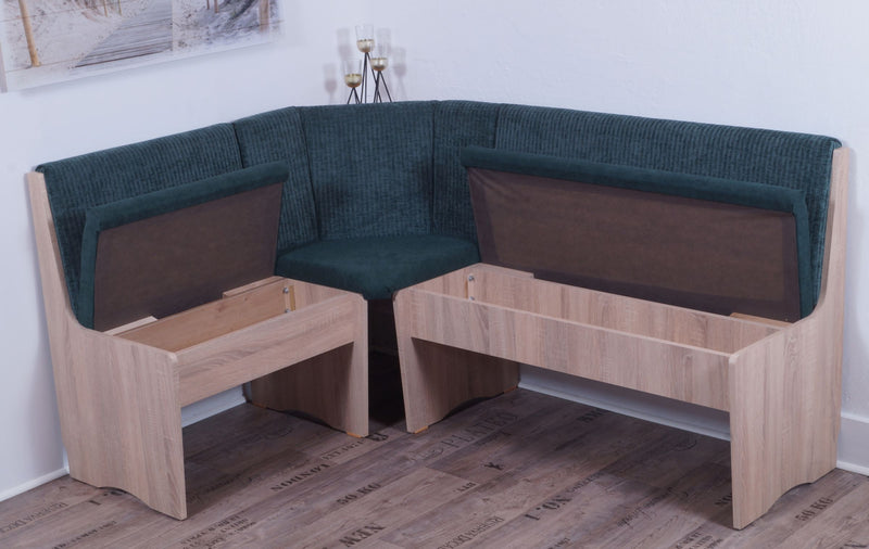 Eckbank Eckbankgruppe DUISBURG Tisch Sonoma Eiche Cordstoff Waldgrün