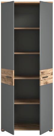 Schrank Büroschrank MASON 200x80 cm in Nox Eiche und Basalt grau