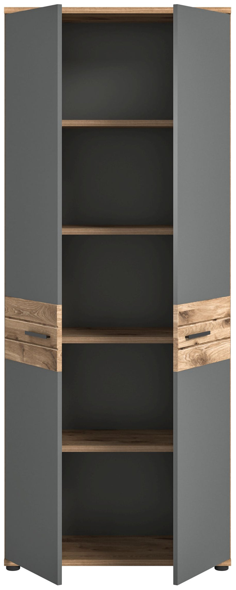 Schrank Büroschrank MASON 200x80 cm in Nox Eiche und Basalt grau