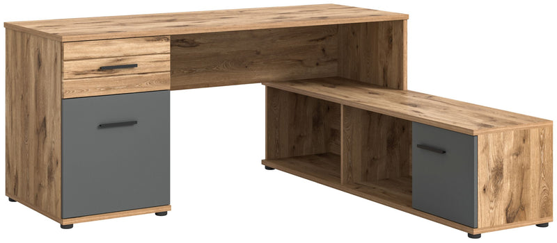 Winkelschreibtisch Eckschreibtisch MASON in Nox Eiche und Basalt grau