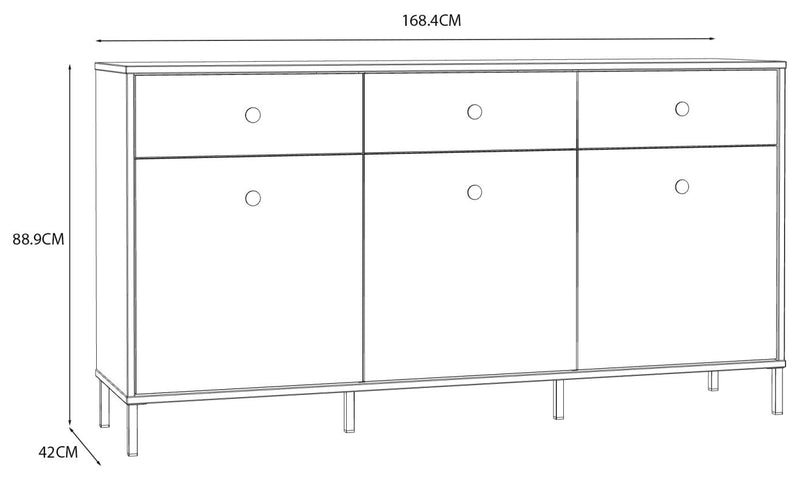 Sideboard SALVATRICE in Sand-Optik mit 3 Türen 3 Schubladen von Forte