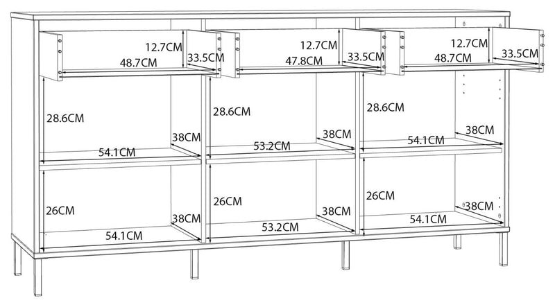 Sideboard SALVATRICE in Sand-Optik mit 3 Türen 3 Schubladen von Forte