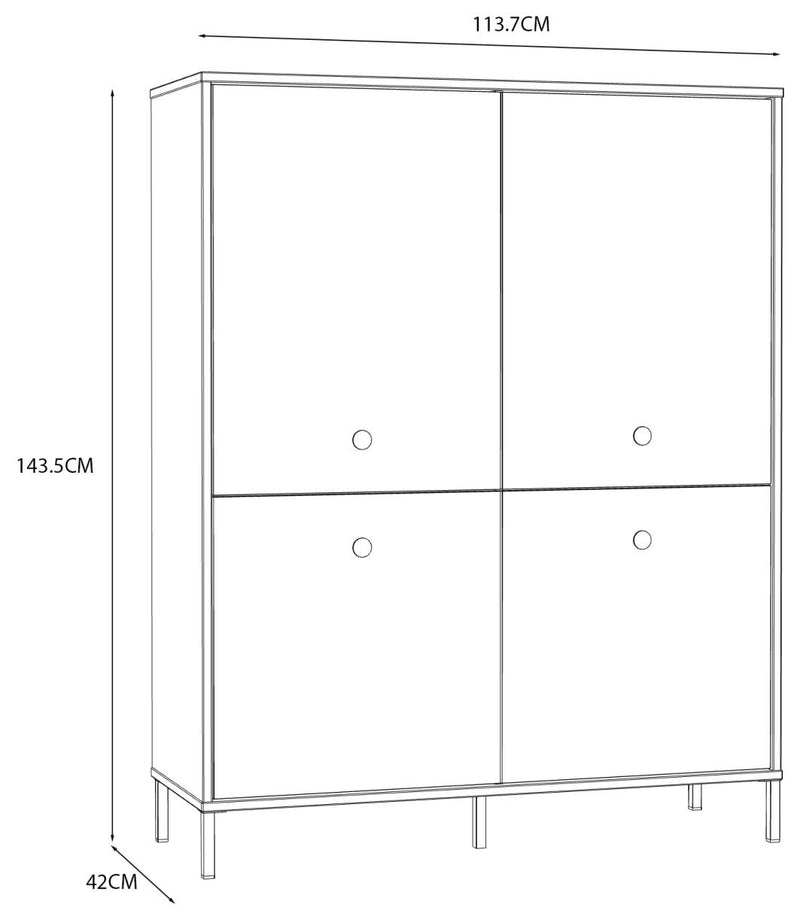 Highboard Schrank SALVATRICE in Sand-Optik mit 4 Türen von Forte