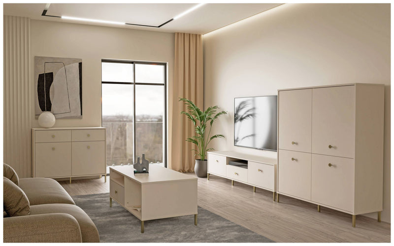 Highboard Schrank SALVATRICE in Sand-Optik mit 4 Türen von Forte