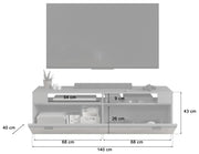 Wohnwand FRENO 4-teilig - in Nox Eiche/Grau inkl. LED-Beleuchtung