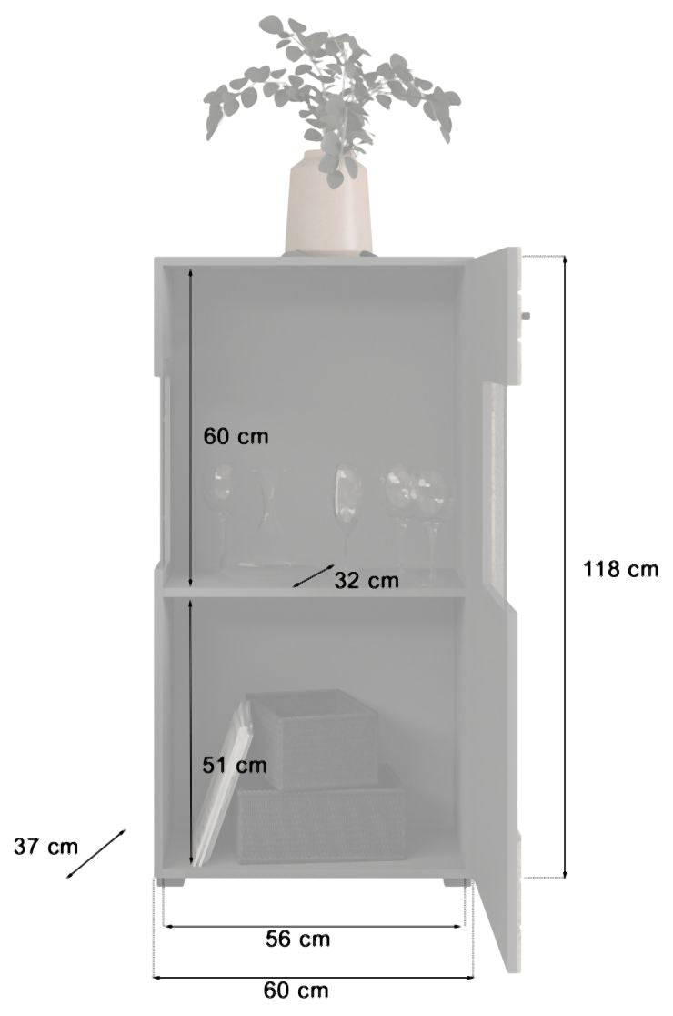 Wohnwand FRENO 4-teilig - in Nox Eiche/Grau inkl. LED-Beleuchtung