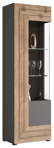 Wohnwand FRENO 4-teilig - in Nox Eiche/Grau inkl. LED-Beleuchtung