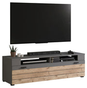 Wohnwand FRENO 4-teilig - in Nox Eiche/Grau inkl. LED-Beleuchtung