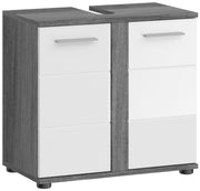 Badmöbel-Set BLAKE 5-tlg. weiß Hochglanz/Rauchsilber inkl. Beleuchtung