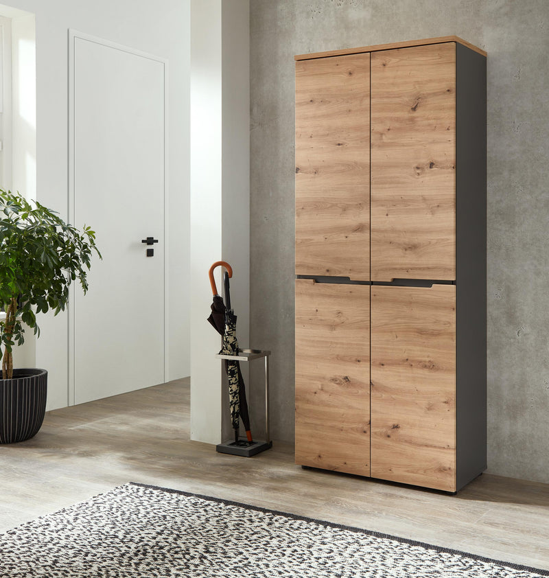 Schuhschrank Garderobenschrank Memphis 2-türig Artisan Eiche Graphit