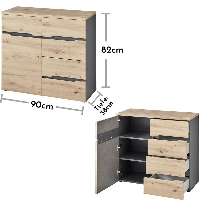 Kommode MEMPHIS GH25 1-türig Artisan Eiche Graphit Nachbildung