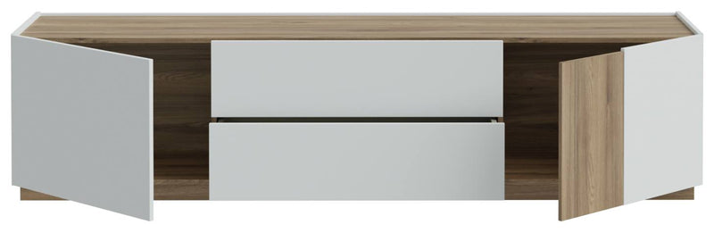 Lowboard LEWISVILLE TV Kommode Optik Hellgrau / Valencia Oak
