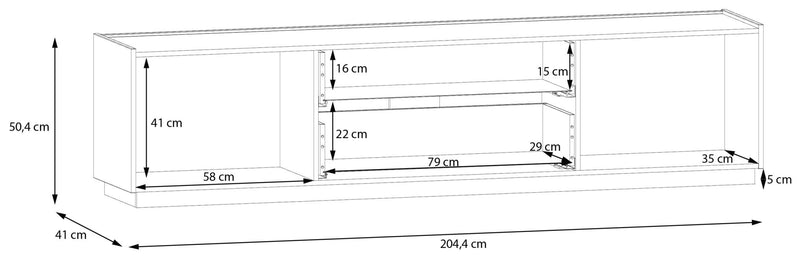 Lowboard LEWISVILLE TV Kommode Optik Hellgrau / Valencia Oak