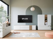 Lowboard LEWISVILLE TV Kommode Optik Hellgrau / Valencia Oak