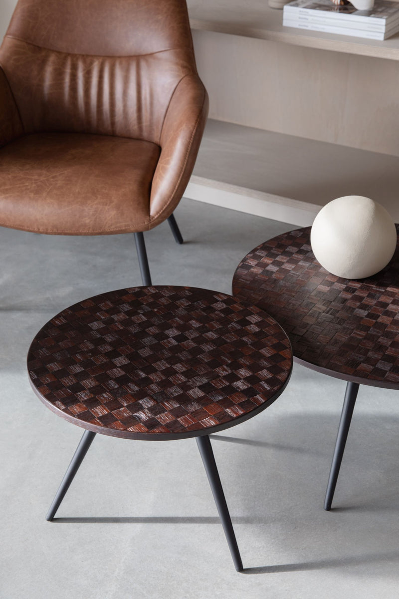Couchtisch WEBSTER 2-er Set aus recyceltem Teakholzfurnier
