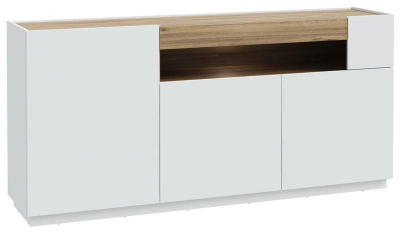 Sideboard LEWISVILLE Kommode mit 3 Türen Dekor Hellgrau / Valencia Oak