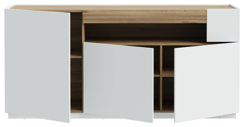 Sideboard LEWISVILLE Kommode mit 3 Türen Dekor Hellgrau / Valencia Oak