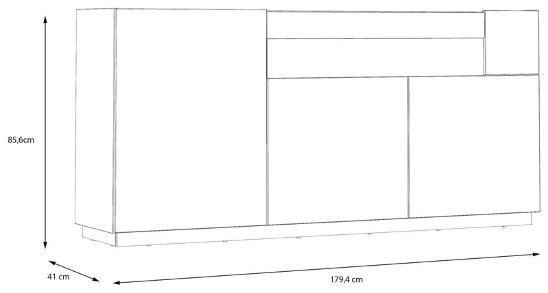 Sideboard LEWISVILLE Kommode mit 3 Türen Dekor Hellgrau / Valencia Oak