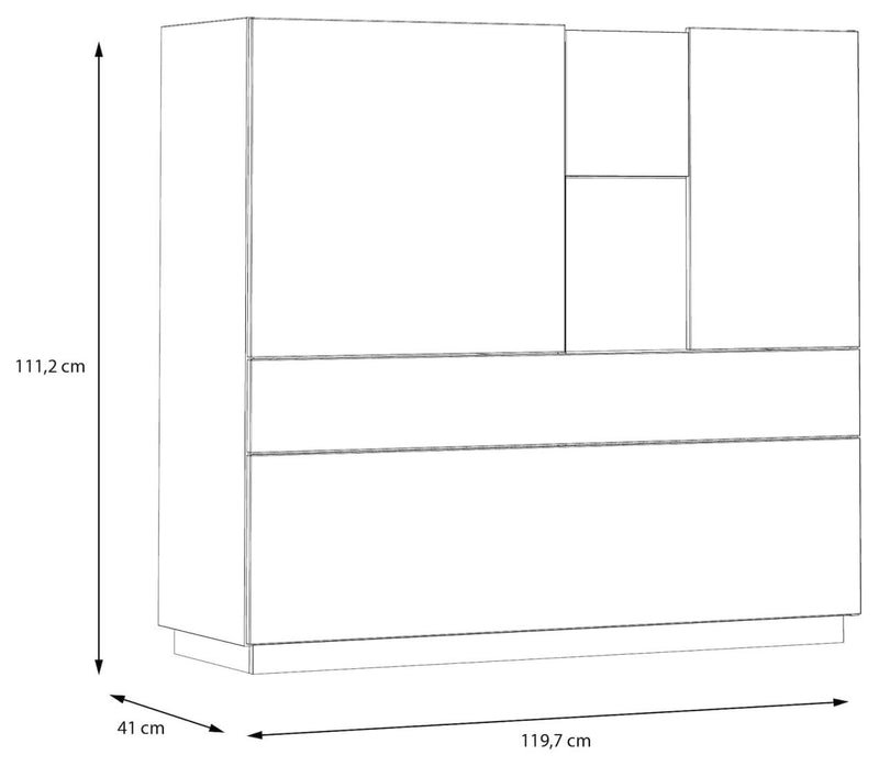 Highboard LEWISVILLE 3-trg. Dekor Secret Grey / Valencia Oak von Forte