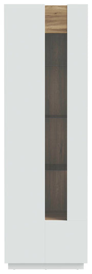 Vitrine LEWISVILLE Schrank 1 Tür Optik Secret Grey / Valencia Oak
