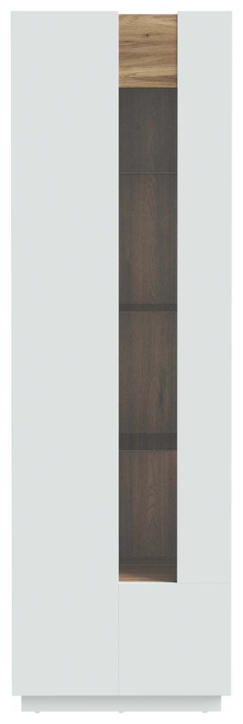 Vitrine LEWISVILLE Schrank 1 Tür Optik Secret Grey / Valencia Oak