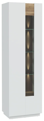 Vitrine LEWISVILLE Schrank 1 Tür Optik Secret Grey / Valencia Oak