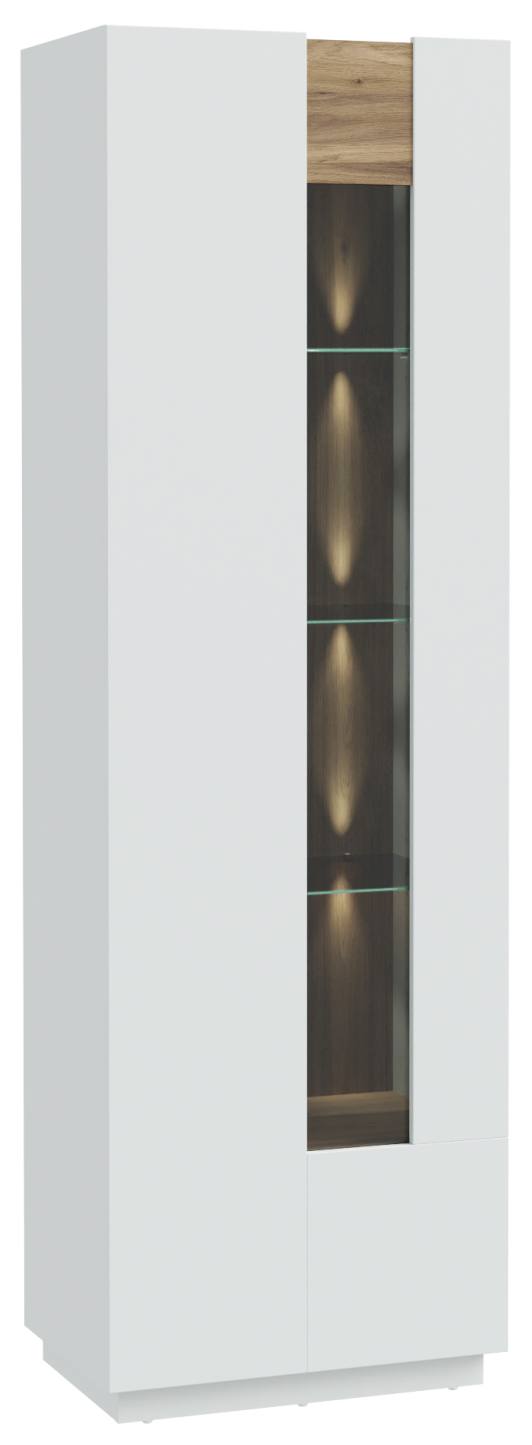 Vitrine LEWISVILLE Schrank 1 Tür Optik Secret Grey / Valencia Oak