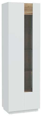 Vitrine LEWISVILLE Schrank 1 Tür Optik Secret Grey / Valencia Oak