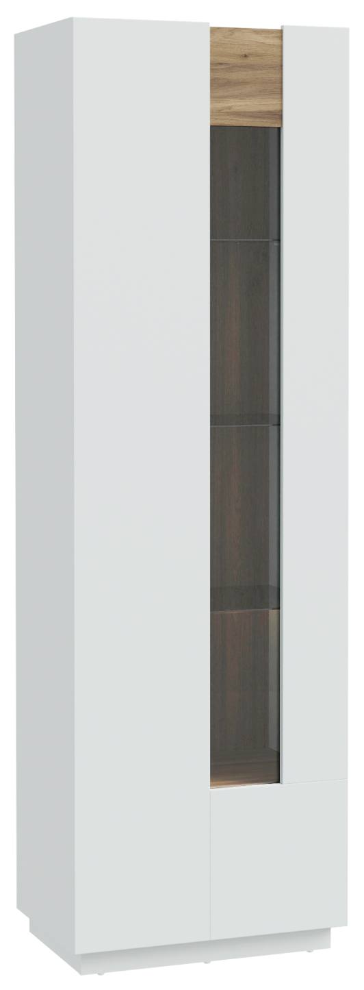 Vitrine LEWISVILLE Schrank 1 Tür Optik Secret Grey / Valencia Oak
