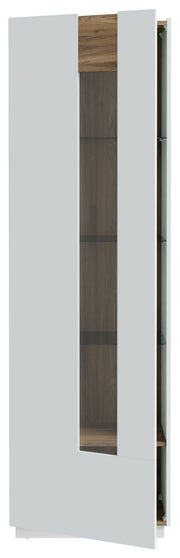 Vitrine LEWISVILLE Schrank 1 Tür Optik Secret Grey / Valencia Oak