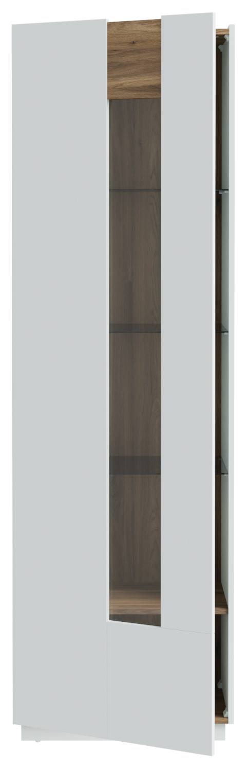 Vitrine LEWISVILLE Schrank 1 Tür Optik Secret Grey / Valencia Oak