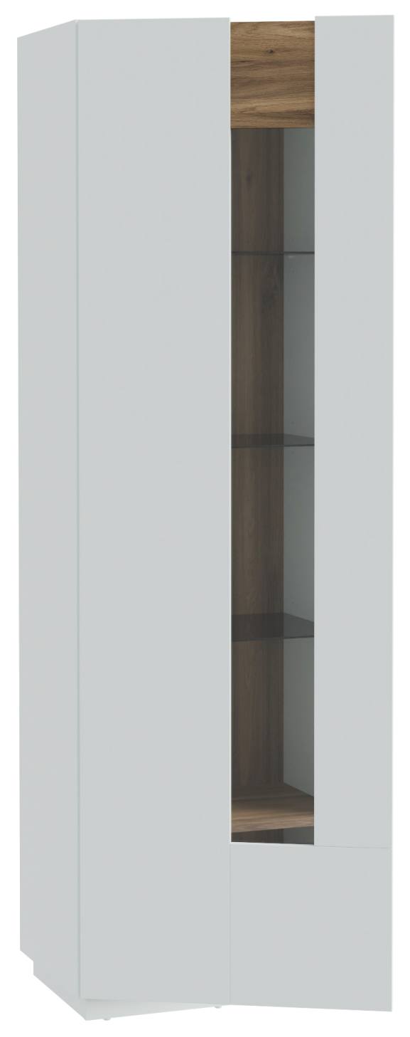 Vitrine LEWISVILLE Schrank 1 Tür Optik Secret Grey / Valencia Oak