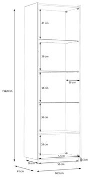 Vitrine LEWISVILLE Schrank 1 Tür Optik Secret Grey / Valencia Oak