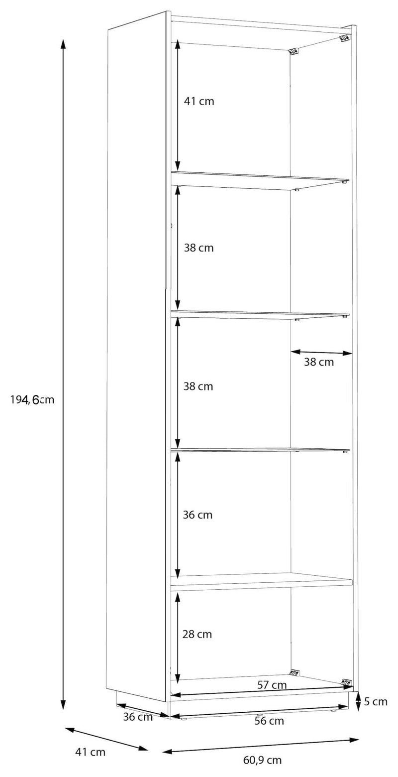 Vitrine LEWISVILLE Schrank 1 Tür Optik Secret Grey / Valencia Oak