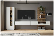 Vitrine LEWISVILLE Schrank 1 Tür Optik Secret Grey / Valencia Oak