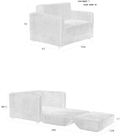 Schlafsofa Loveseat Sofabett JOPIE Cordstoff in verschiedenen Farben