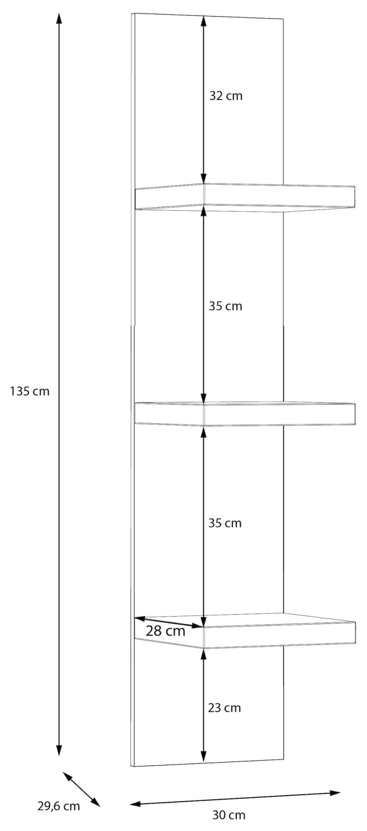 Wandboard LEWISVILLE B03 mit  Ablagen Optik Valencia Oak