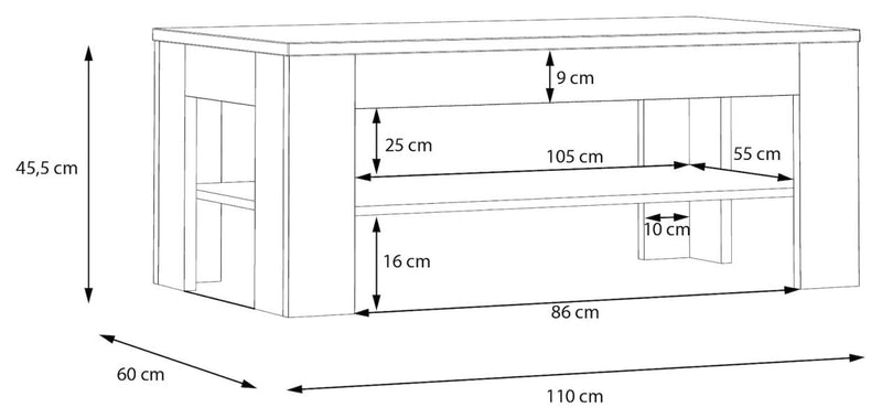 Couchtisch Wohnzimmertisch LEWISVILLE Optik Secret Grey / Valencia Oak